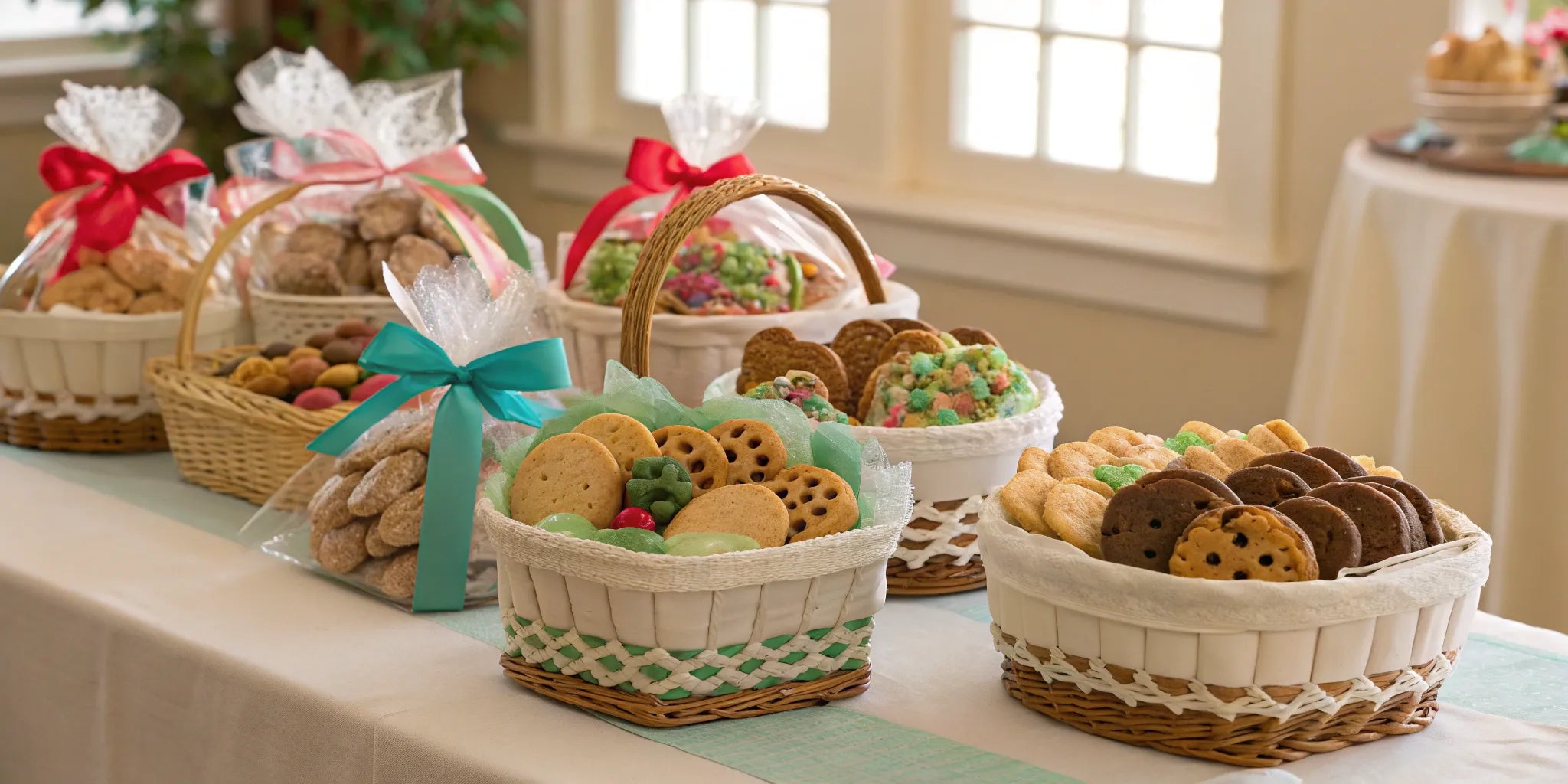 A gourmet cookie gift basket filled with a delicious assortment of cookies.