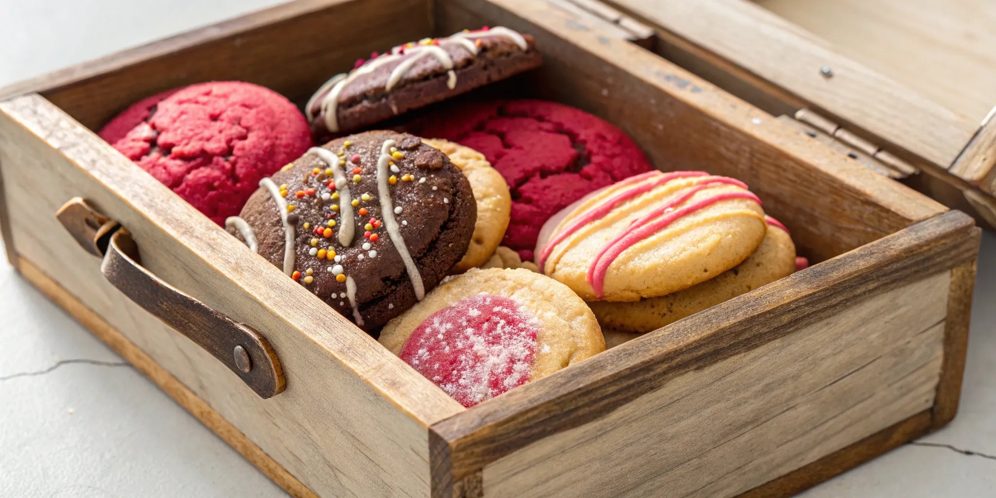 Gourmet cookies in wooden gift box. Nationwide delivery.