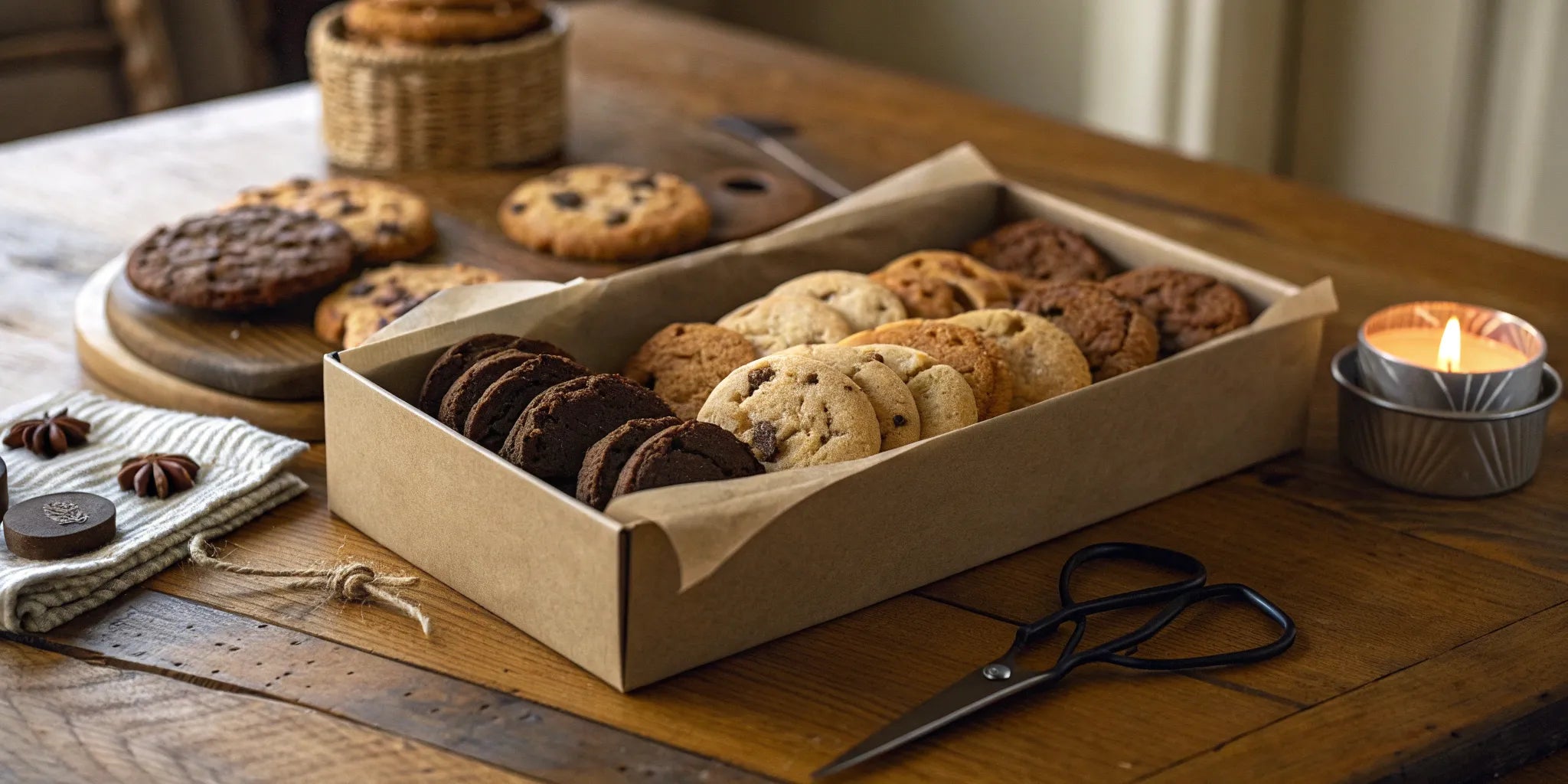 Freshly baked cookies in a gift box subscription.