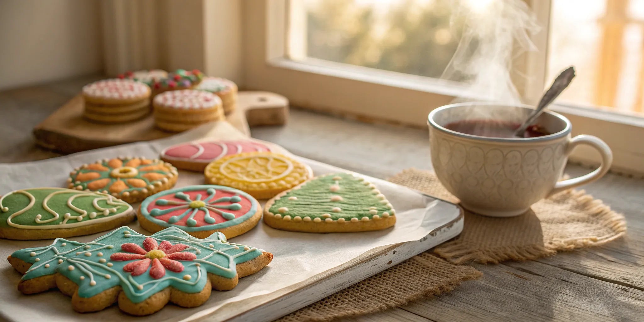 A variety of the most creative cookies with colorful, intricate icing.