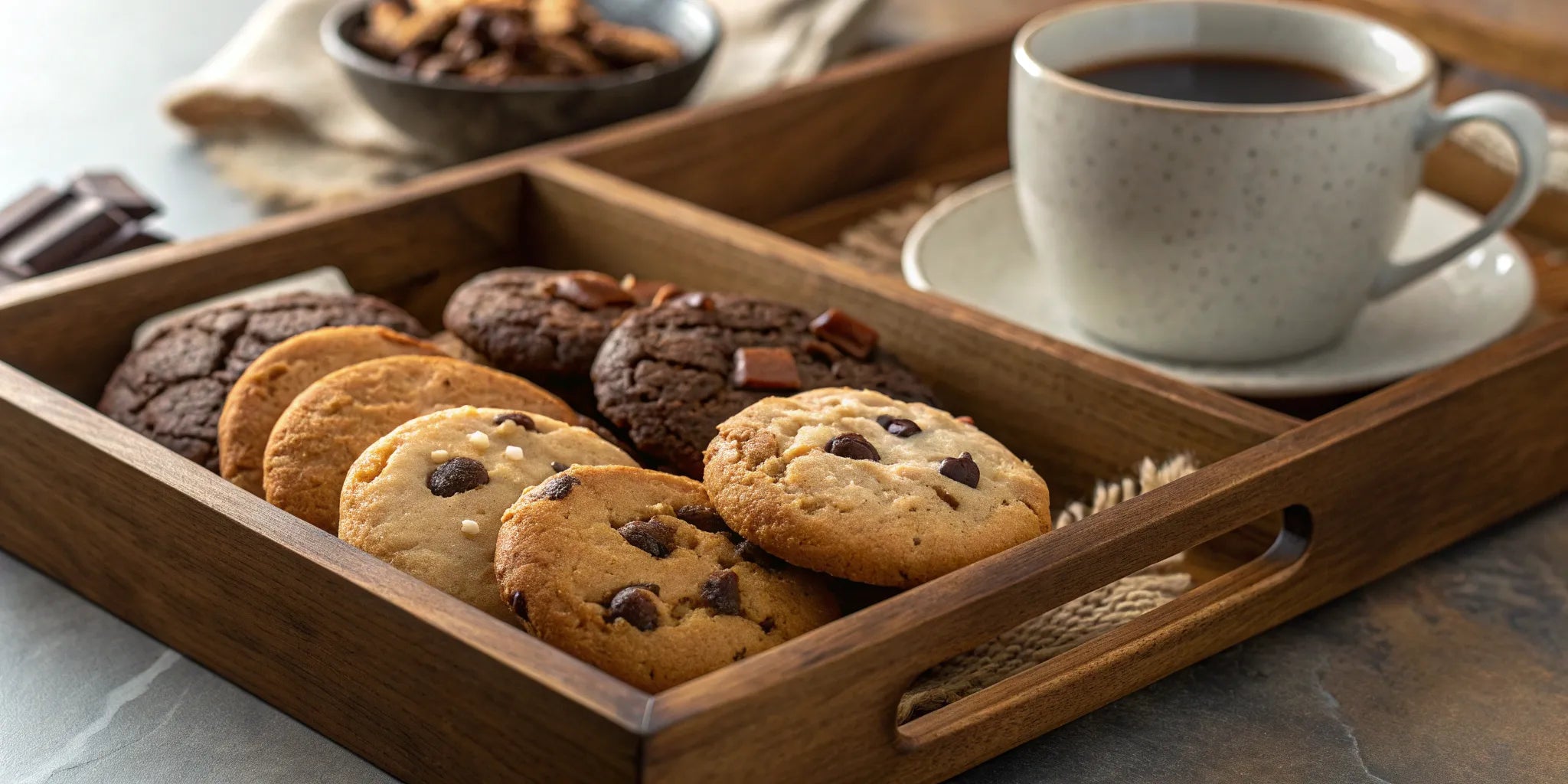 A variety of artisan small-batch cookies from a premium cookie delivery service.