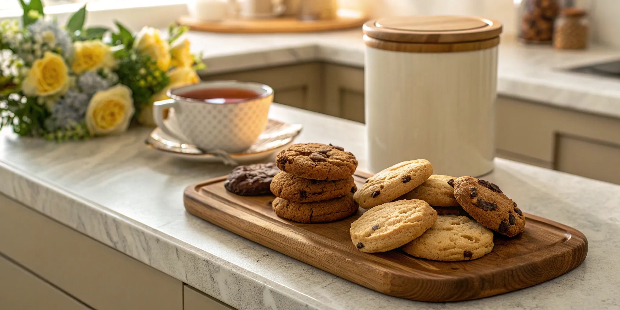 Best mail order cookies on a wooden tray.