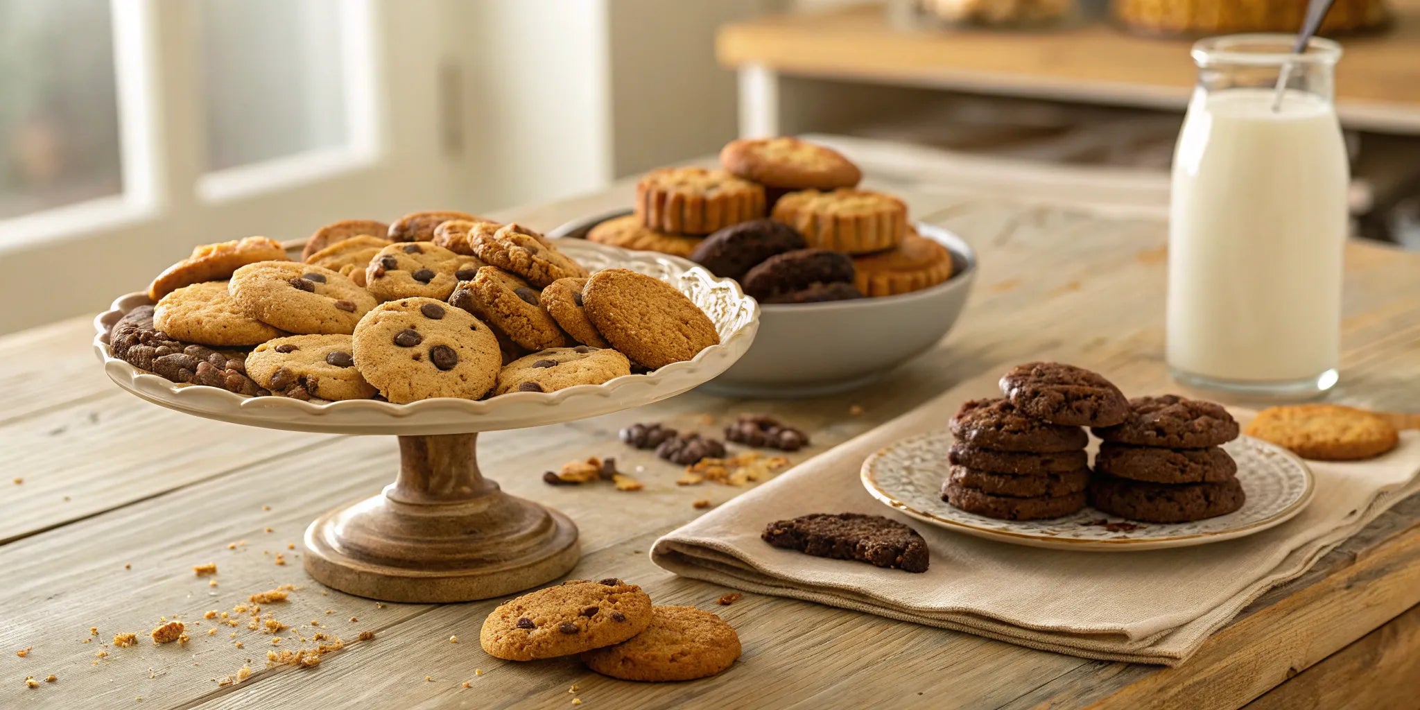 A platter of assorted cookies and milk from one of the best cookie delivery services.