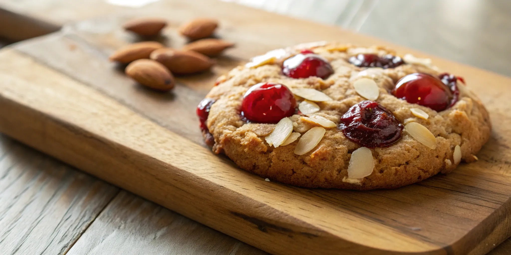 Where to find cherry almond cookies like this one topped with whole cherries and sliced almonds.
